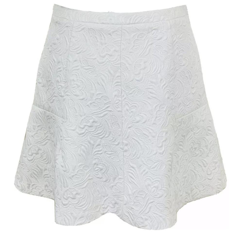 MK Makenji White Jacquard Mini A Line Skirt